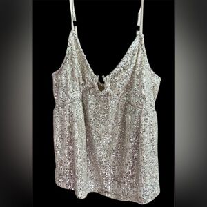 Women’s Tan Sequin Tank Top – Size L